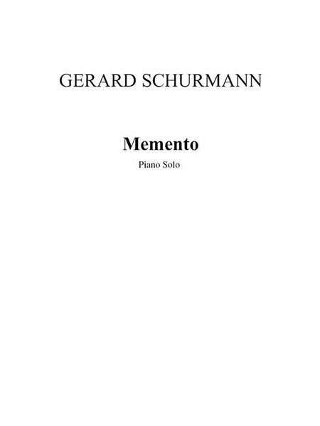 Memento : For Piano (2016).