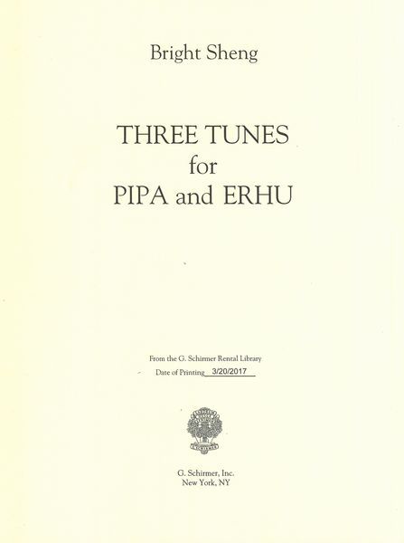 Three Tunes : For Pipa and Erhu.