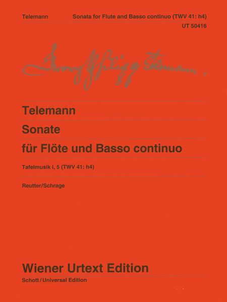 Sonate : Für Flöte und Basso Continuo - Tafelmusik I, 5 (TWV 41:H4) / Ed. Jochen Reutter.