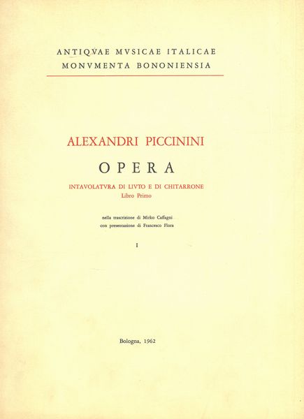 Opera : Intavolatura Di Livto E Di Chitarrone - Libro Primo, Part I.