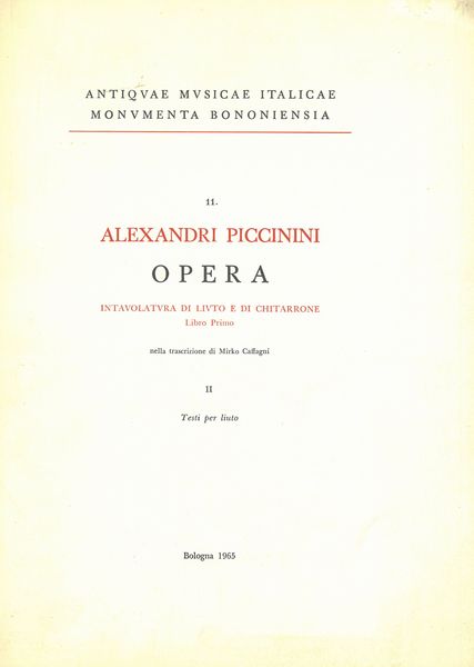 Opera : Intavolatura Di Livto E Di Chitarrone - Libro Primo, Part II, Testi Per Liuto.