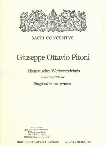 Giuseppe Ottavio Pitoni : Thematisches Werkverzeichnis.