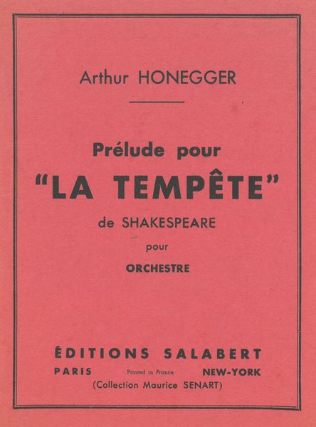 Prelude For la Tempete After Shakespeare : For Orchestra.