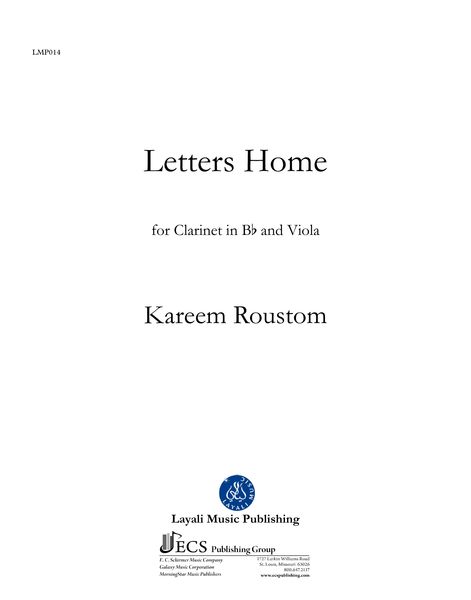 Letters Home : For Clarinet In B Flat and Viola (2011).