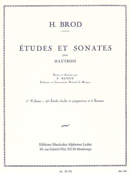 Etudes Et Sonates, Vol. 1 : Pour Hautbois.