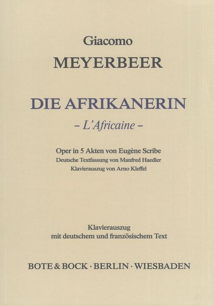 Africaine (Die Afrikanerin) [G/F] : For Voice and Piano.