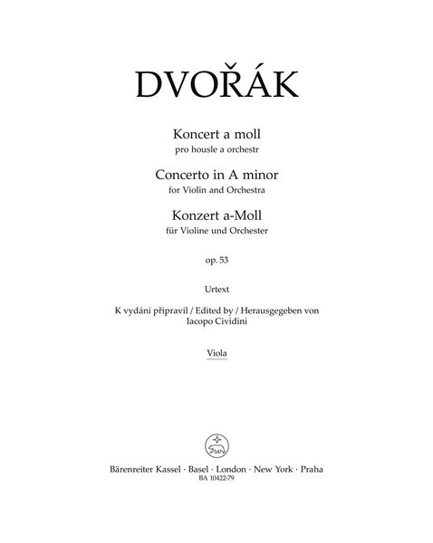 Concerto In A Minor, Op. 53 : For Violin and Orchestra / edited by Iacopo Cividini.