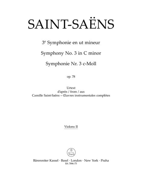 3e Symphonie En Ut Mineur, Op. 78 / edited by Michael Stegemann.
