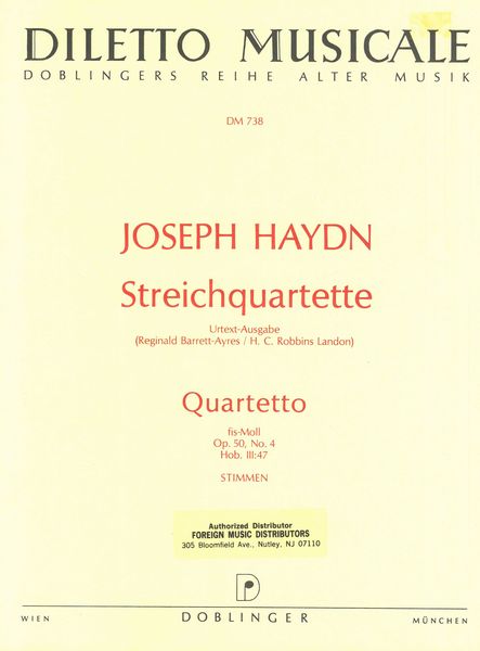 Streichquartett Fis-Moll Op. 50/4 Hob. III:47.