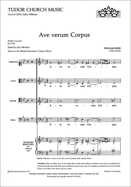 Ave Verum Corpus : For SATB A Cappella / Ed. John Morehen.