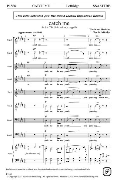 Catch Me : For SATB A Cappella.