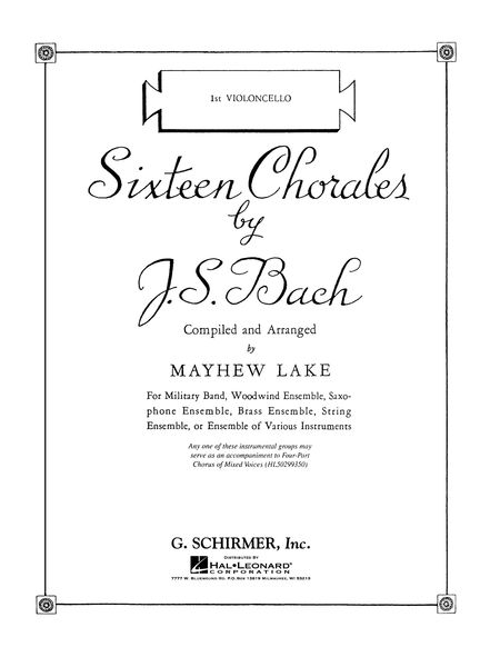 16 Chorales : For Concert Band / arranged by Matthew Lake.