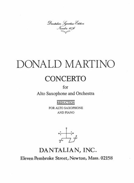 Concerto : For Alto Saxophone and Orchestra - Piano reduction.