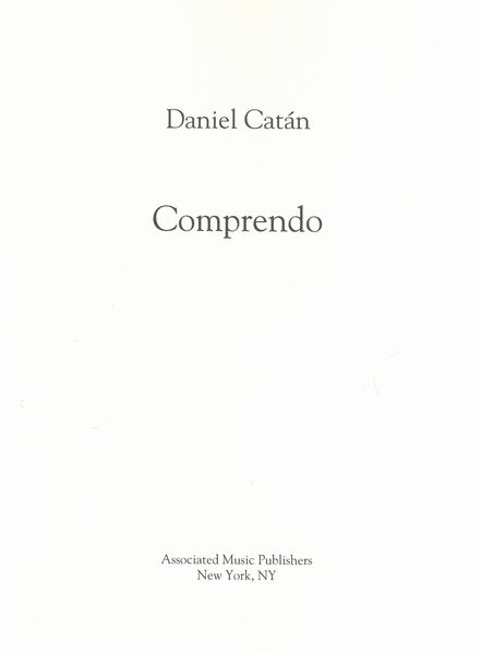 Comprendo : For Voice and Piano.