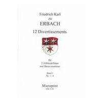 12 Divertissements : Für 2 Altblockflöten und Basso Continuo - Band I / Ed. Winfried Michel.