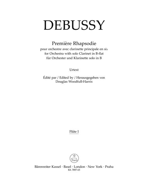 Première Rhapsodie : Pour Orchestre Avec Clarinette.