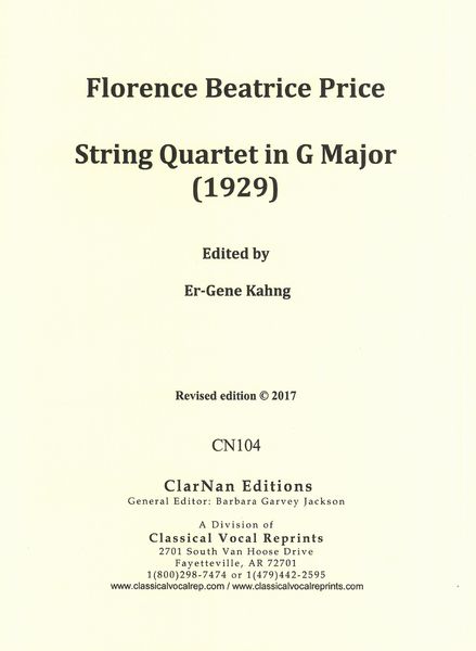 String Quartet In G Major (1929) / Ed. by Er-Gene Kahng.