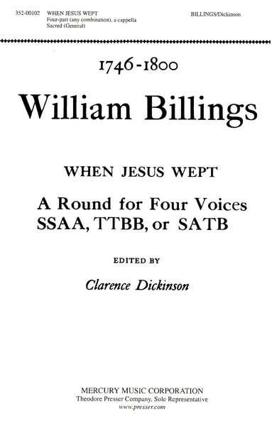 When Jesus Wept : For SSAA A Cappella / Ed. Clarence Dickinson.