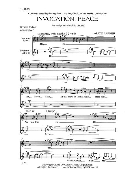Invocation - Peace : For Antiphonal Treble Choirs A Cappella.