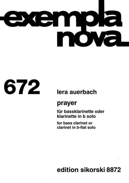 Prayer : For Bass Clarinet Or Clarinet In B Flat Solo (1996, 2008).