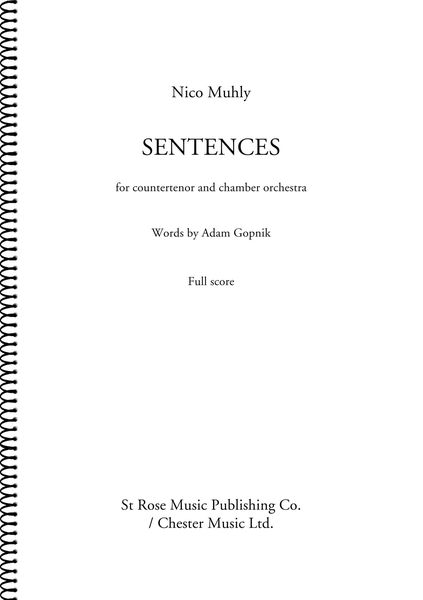 Sentences : For Countertenor and Chamber Orchestra (2015).
