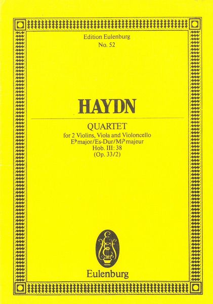 String Quartet In E Flat Major, Op. 33/2 : Hob. III:38.