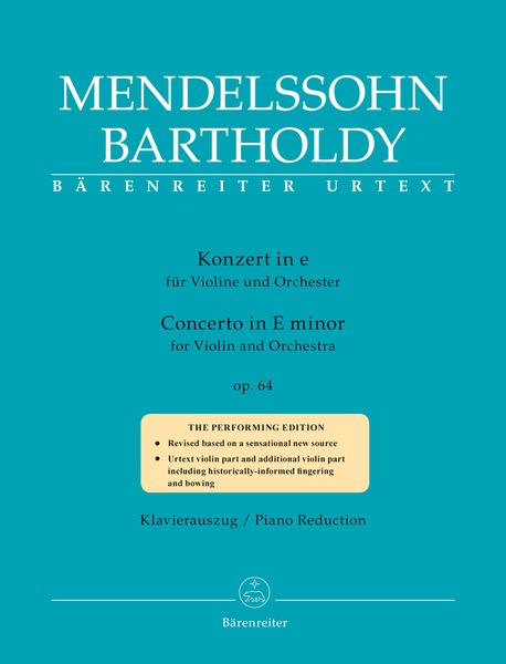 Konzert In E-Moll, Op. 64 : Für Violine und Orchester - Piano reduction.