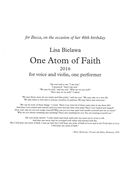 One Atom of Faith : For Voice and Violin, One Performer.