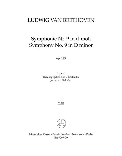 Symphony No. 9 In D Minor, Op. 125 : Viola Part.