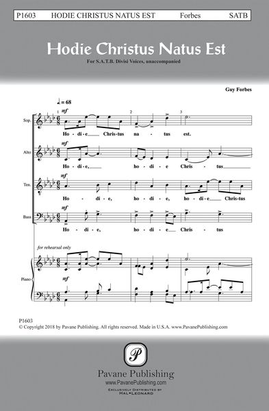 Hodie Christus Natus Est : For SATB Divisi A Cappella.