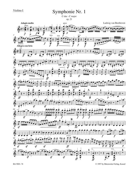 Symphony No. 1 In C Major, Op. 21 : Violin I Part.