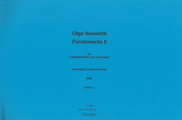 Fondamenta II : For 2 Bass Clarinets and Cello (2000).