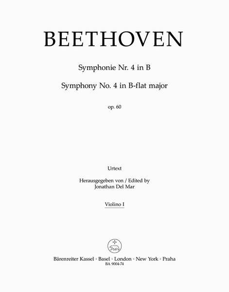 Symphony No. 4 In Bb Major, Op. 60 : Violin 1 Part.