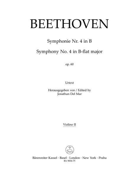 Symphony No. 4 In Bb Major, Op. 60 : Violin 2 Part.