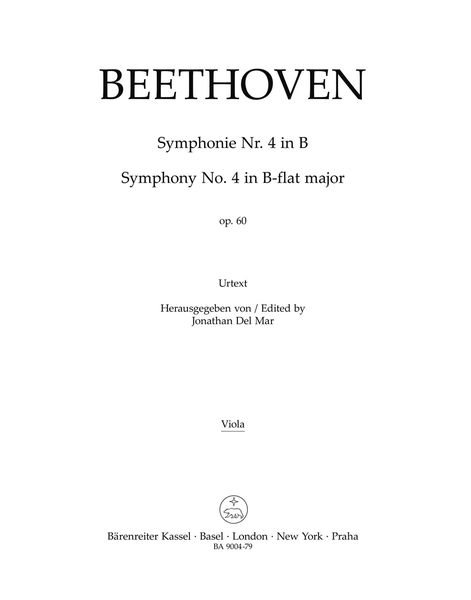 Symphony No. 4 In Bb Major, Op. 60 : Viola Part.