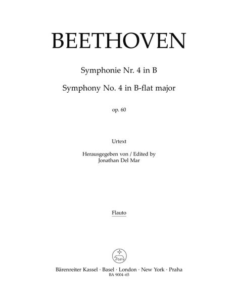 Symphony No. 4 In Bb Major, Op. 60 : Wind Parts.