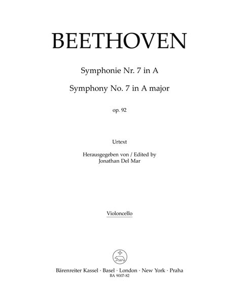 Symphony No. 7 In A Major, Op. 92 : Violoncello Part.