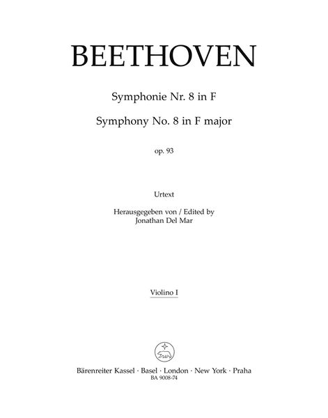 Symphony No. 8 In F Major, Op. 93 : First Violin Part.