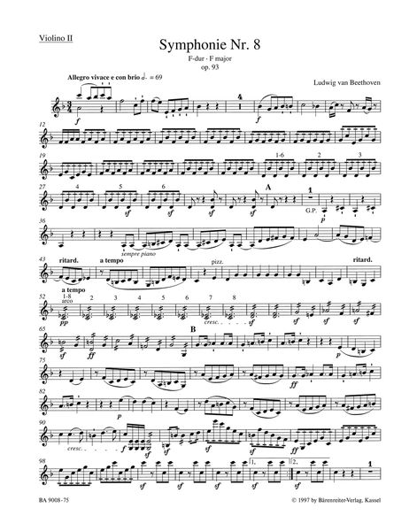 Symphony No. 8 In F Major, Op. 93 : Second Violin Part.