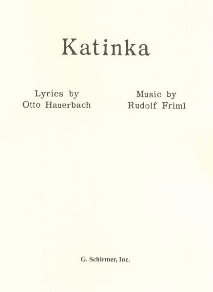 Katinka : For Voice and Piano.