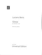Glossa : Per Clarinetto E Viola (1997) - Posthumous Edition.