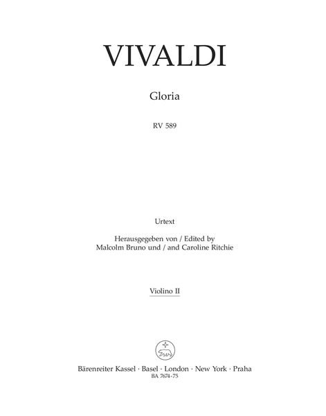 Gloria, RV 589 : For Soli, Chorus and Orchestra / edited by Malcolm Bruno and Caroline Ritchie.