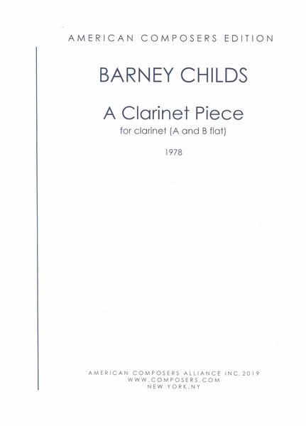 A Clarinet Piece : For Clarinet (In A and B Flat) (1978).