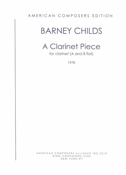 Clarinet Piece : For Clarinet (In A and B Flat) (1978).