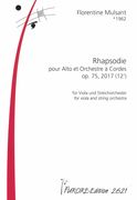 Rhapsodie, Op. 75 : Pour Alto et Orchestre A Cordes (2017).