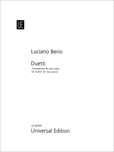 Duetti : Arrangement For Two Violas / arranged by Annegret Mayer-Lindenberg.