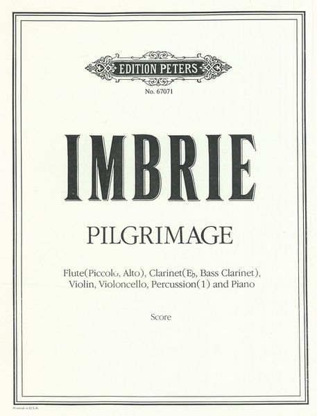 Pilgrimage : For Flute, Clarinet, Violin, Violoncello, Percussion and Piano.