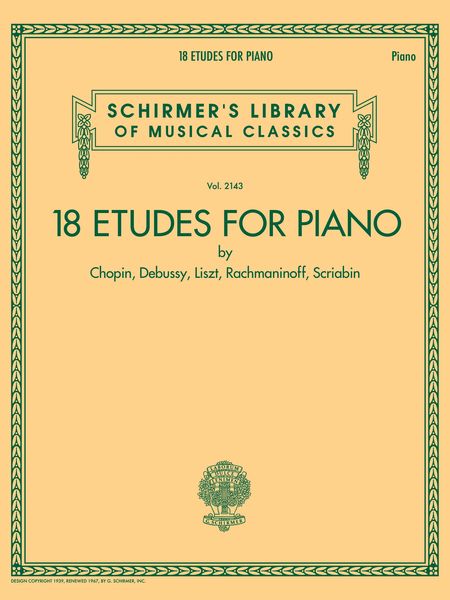 18 Etudes For Piano by Chopin, Debussy, Liszt, Rachmaninoff and Scriabin.