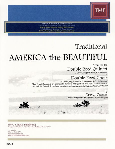 America The Beautiful : For 2 Oboes, English Horn and 2 Bassoons Or Double Reed Choir / arr. Cramer.