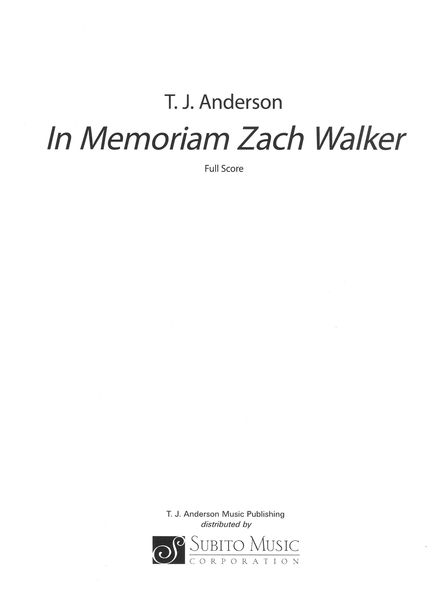 In Memoriam Zach Walker : For Wind Band (1968).